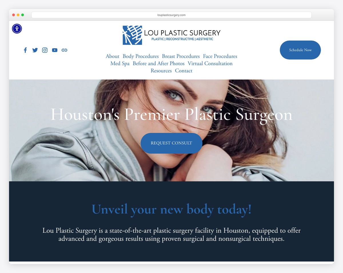 lou plastic surgery website example
