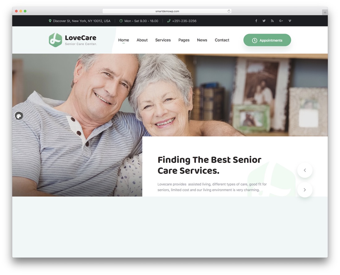 lovecare senior care wordpress theme