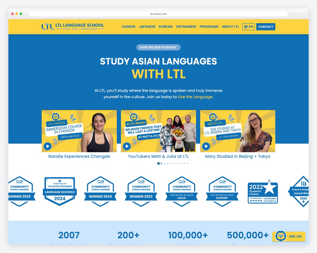 ltl language school website example