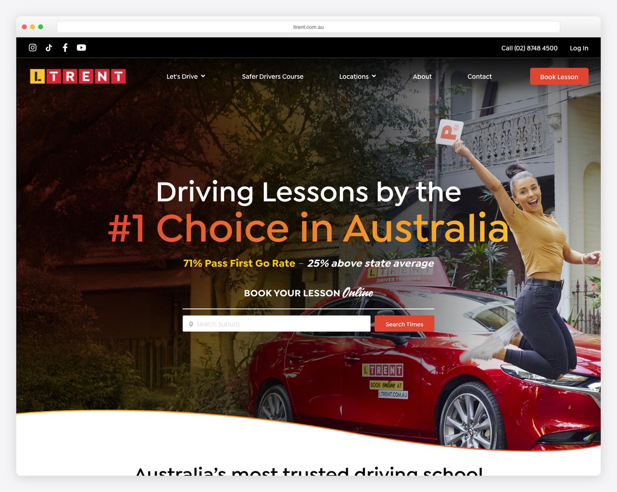 ltrent driving school website example