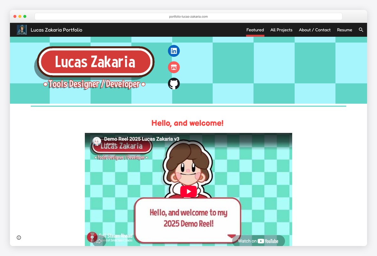 Lucas Zakaria game tools programmer portfolio website