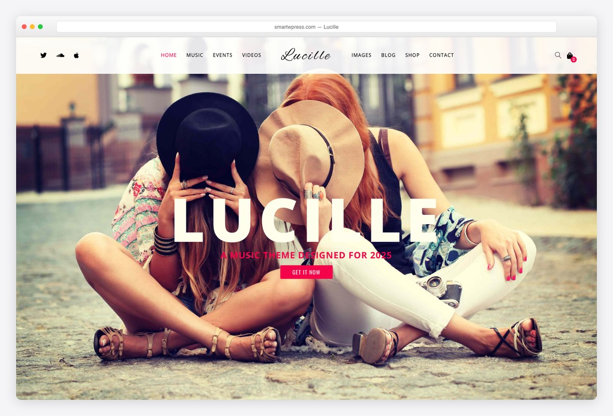 Lucille premium music WordPress theme demo with album artwork