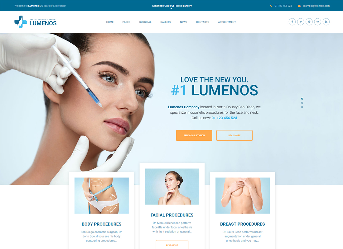 Lumenos | Plastic Surgery Clinic WordPress Theme