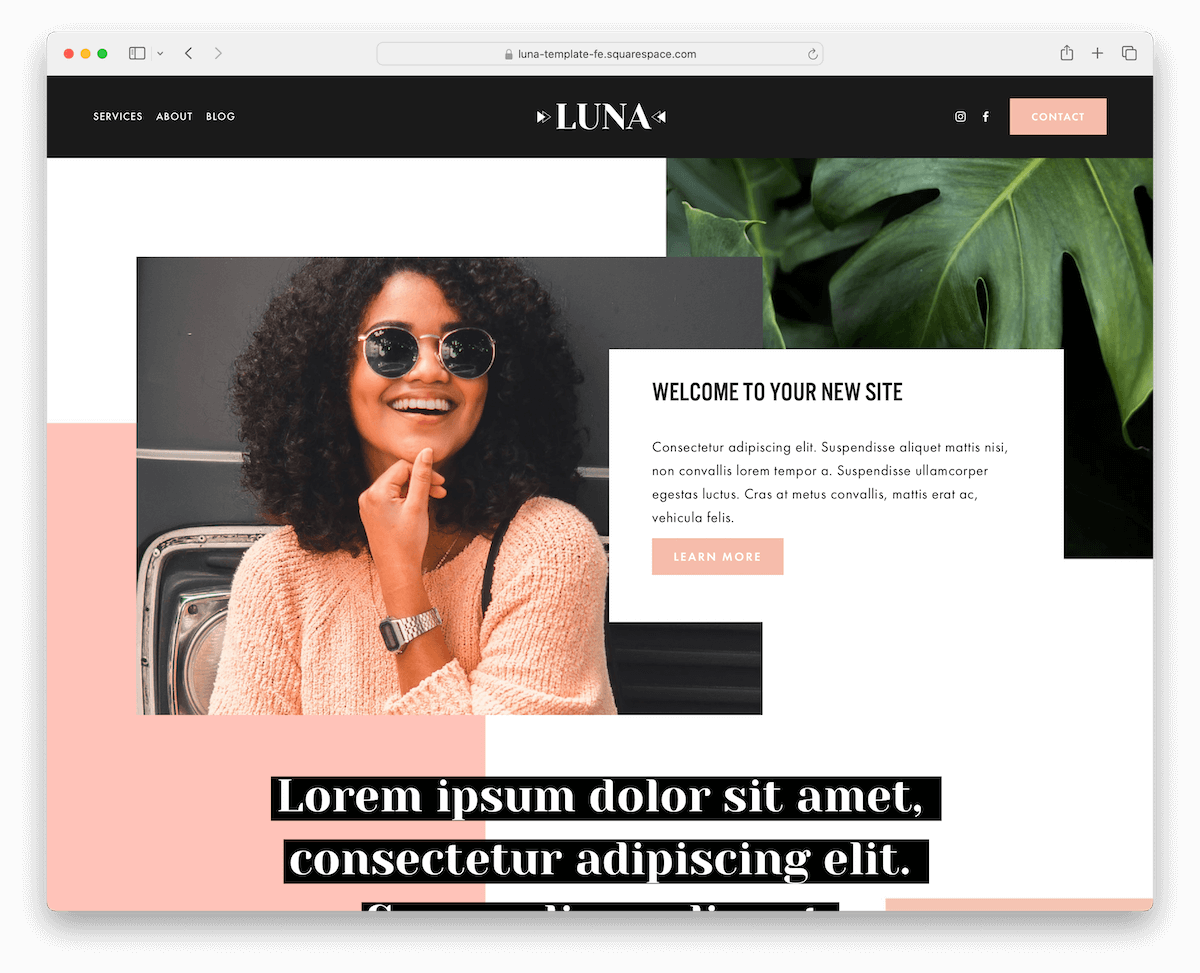 luna squarespace writer template