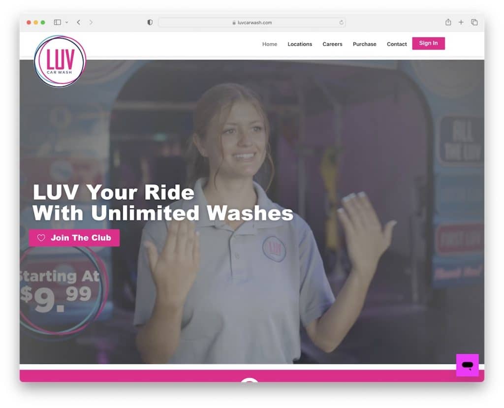 luv car wash web design