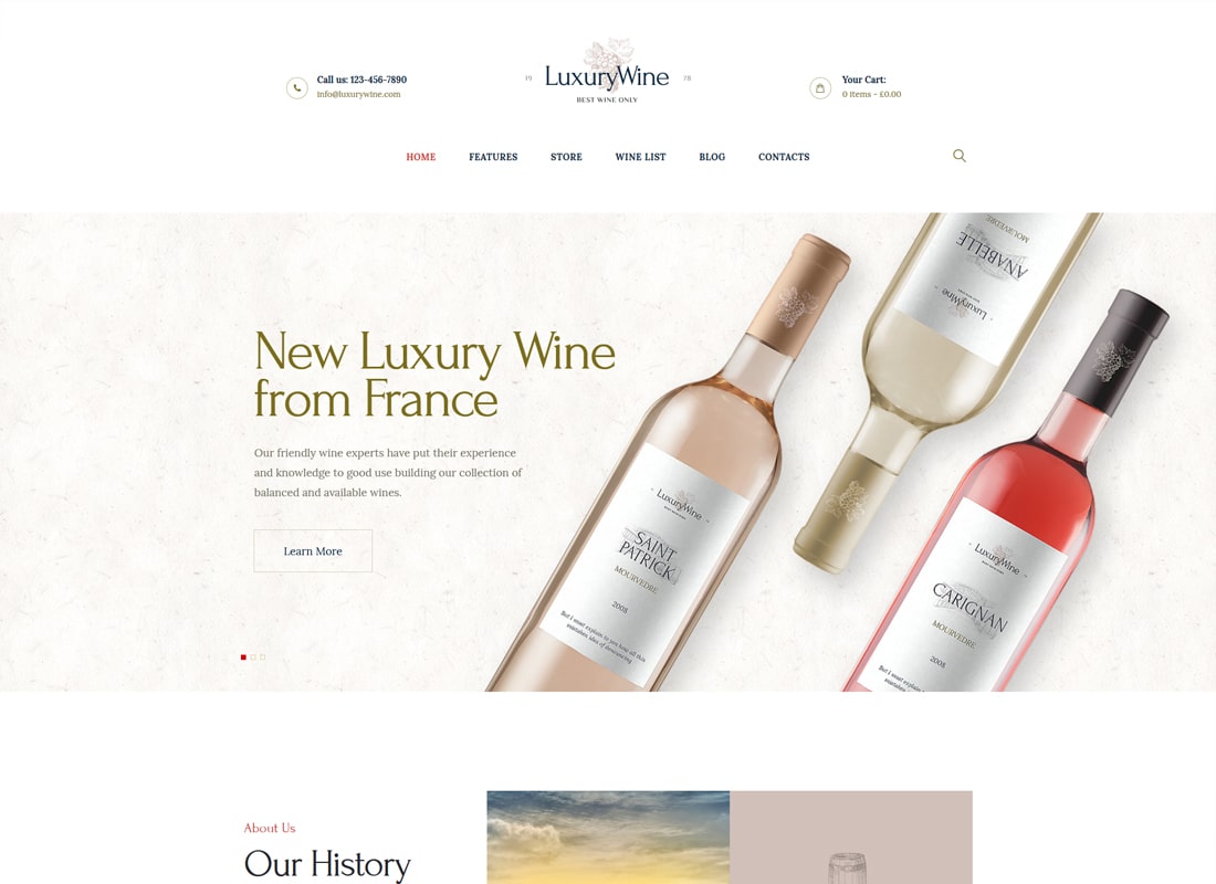 럭셔리 와인 | 와인 하우스, 와이너리 및 와인 숍 WordPress Theme