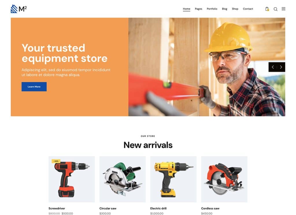m2 - Construction Equipment and Building Tools Store WordPress Theme