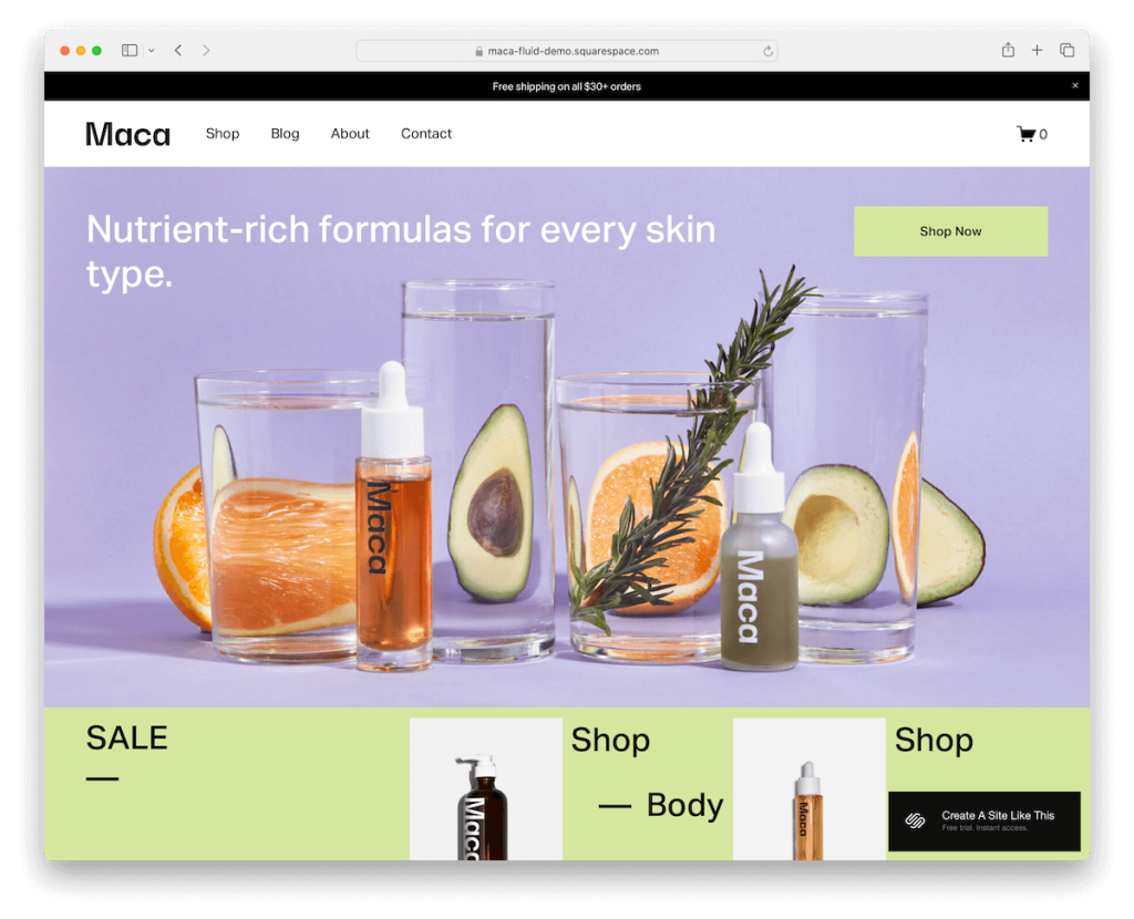 maca squarespace health template