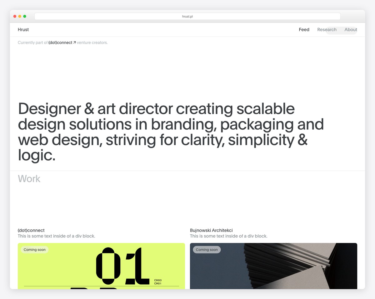maciej baczkowski minimalist website example