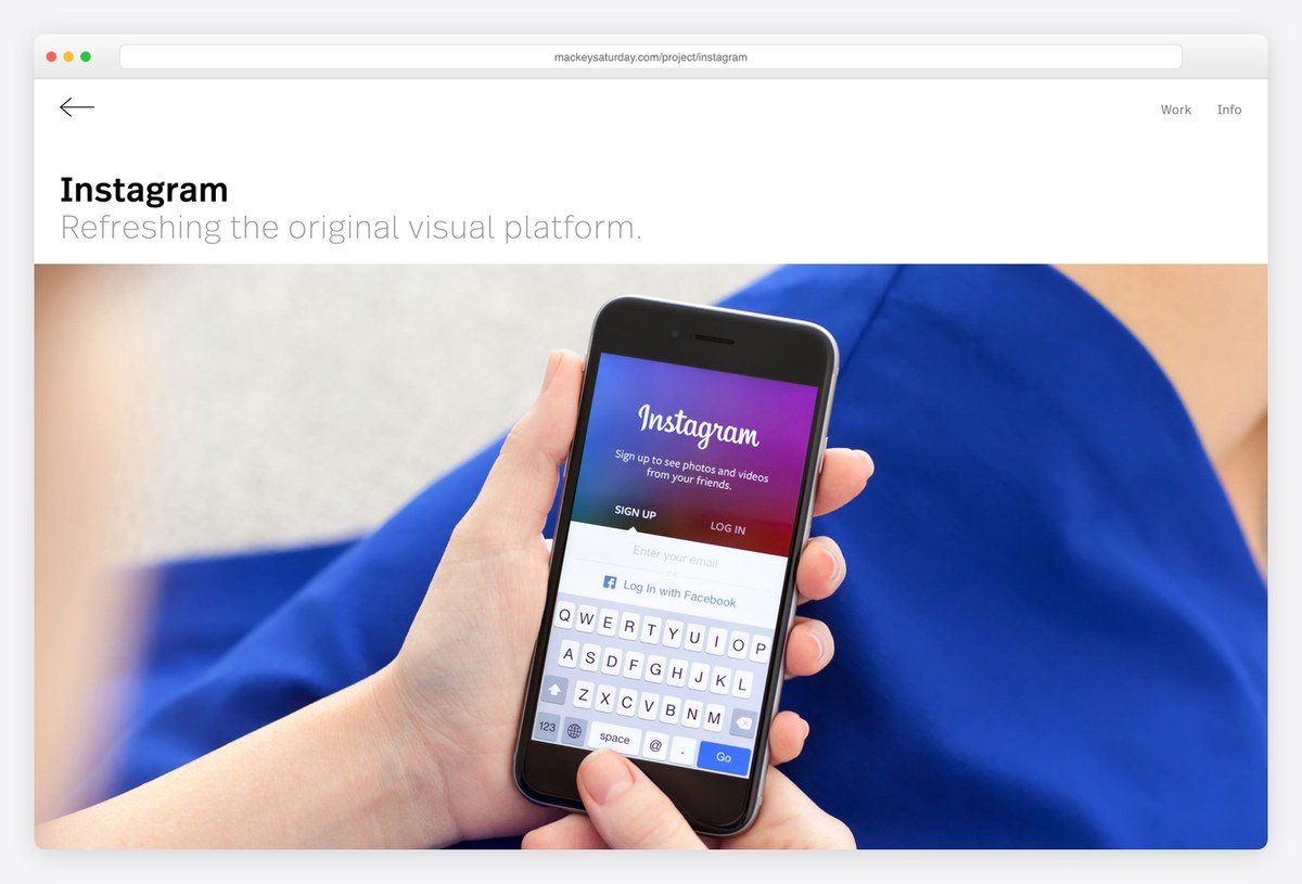 Mackey Saturday's Instagram logotype project page built with Semplice