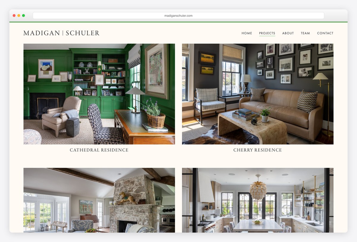 Madigan Schuler interior design portfolio website