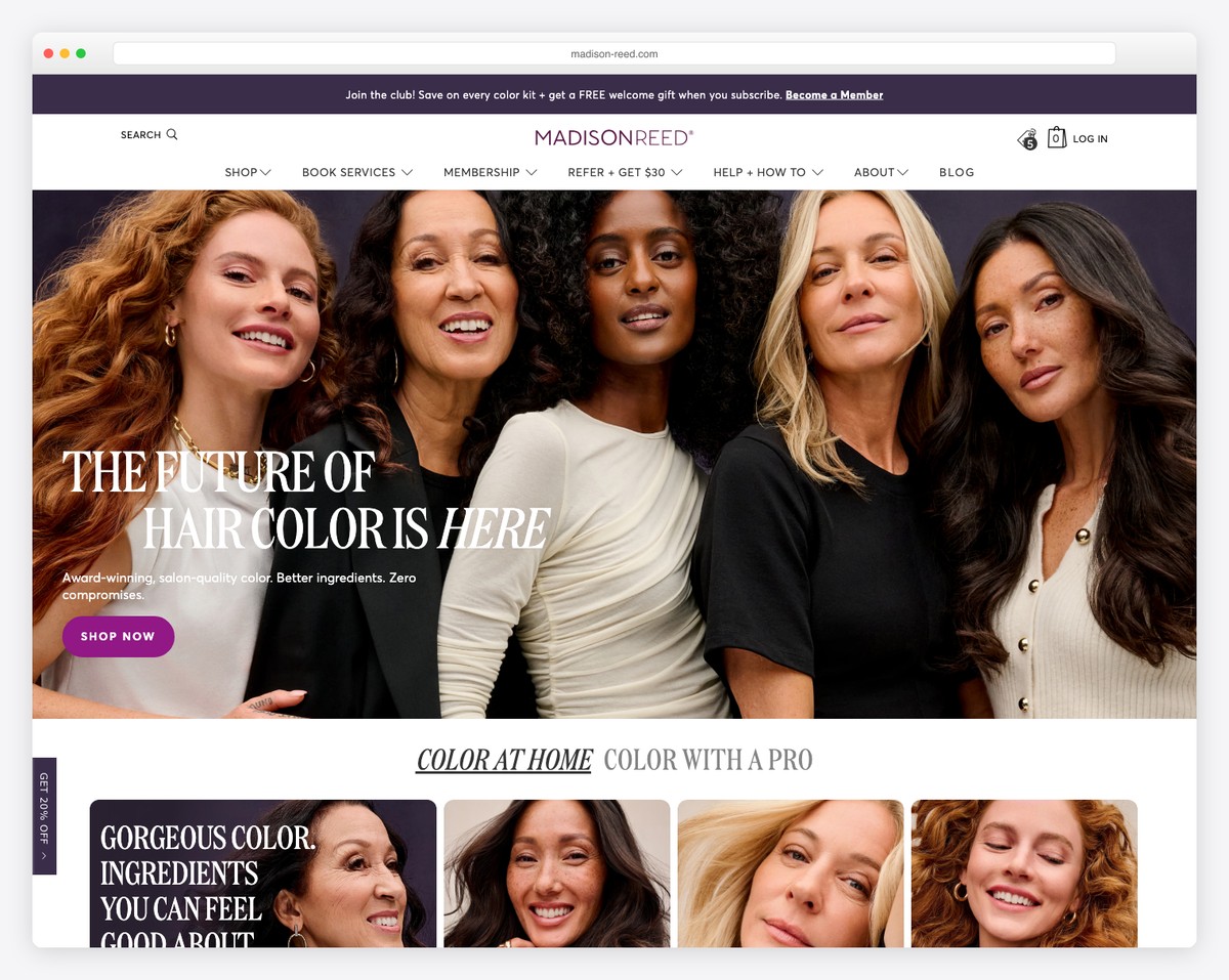 Madison Reed hair color website