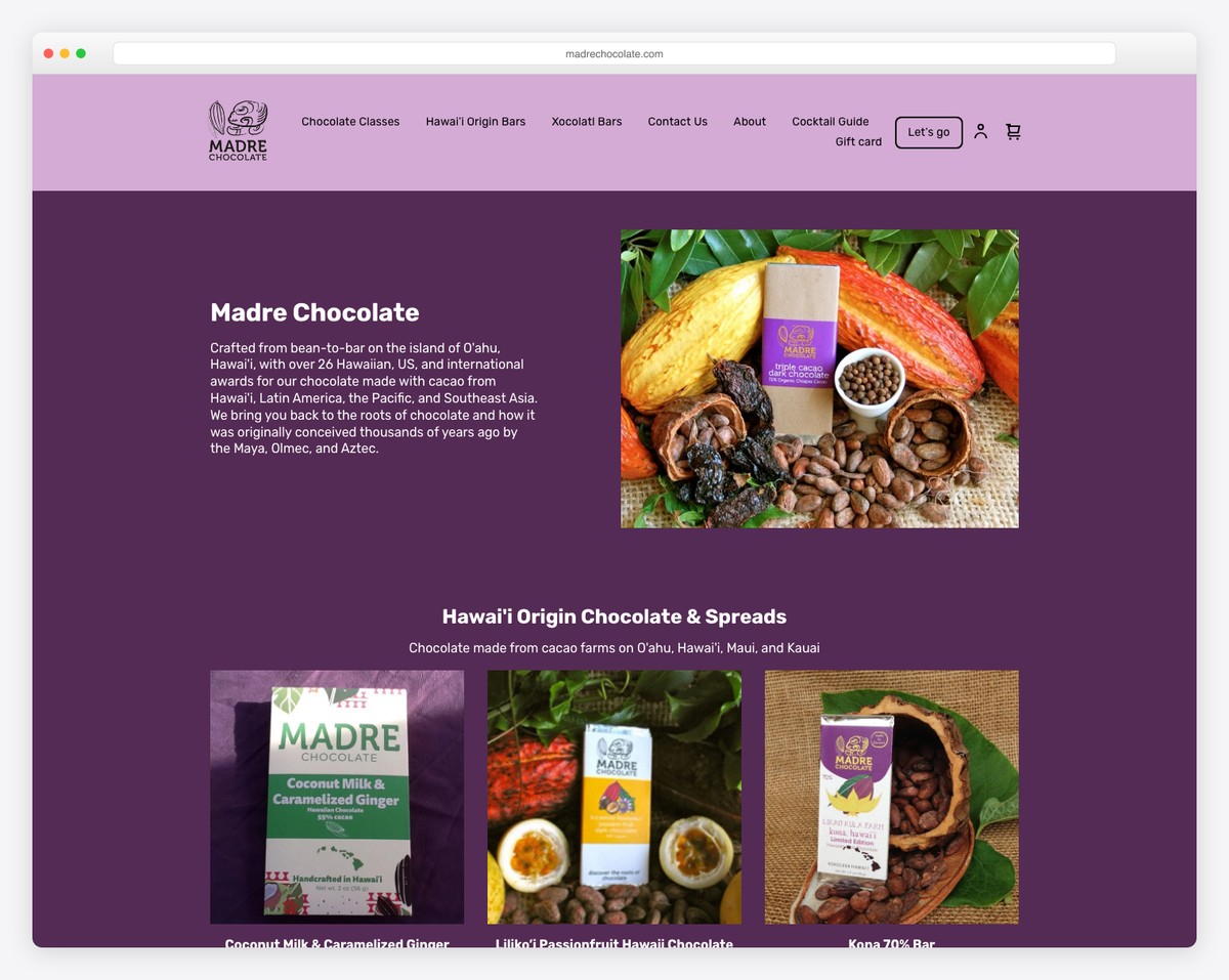 madre chocolate website example