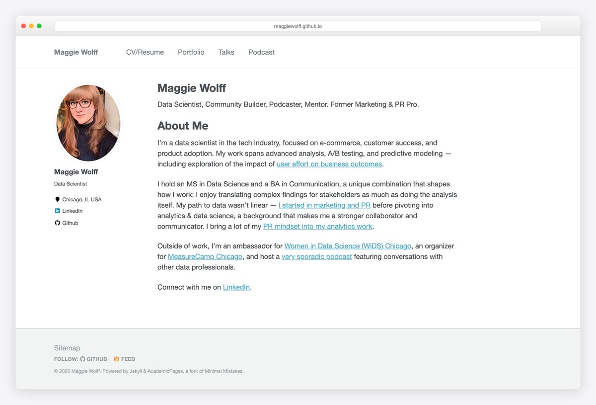 Maggie Wolff data science portfolio website