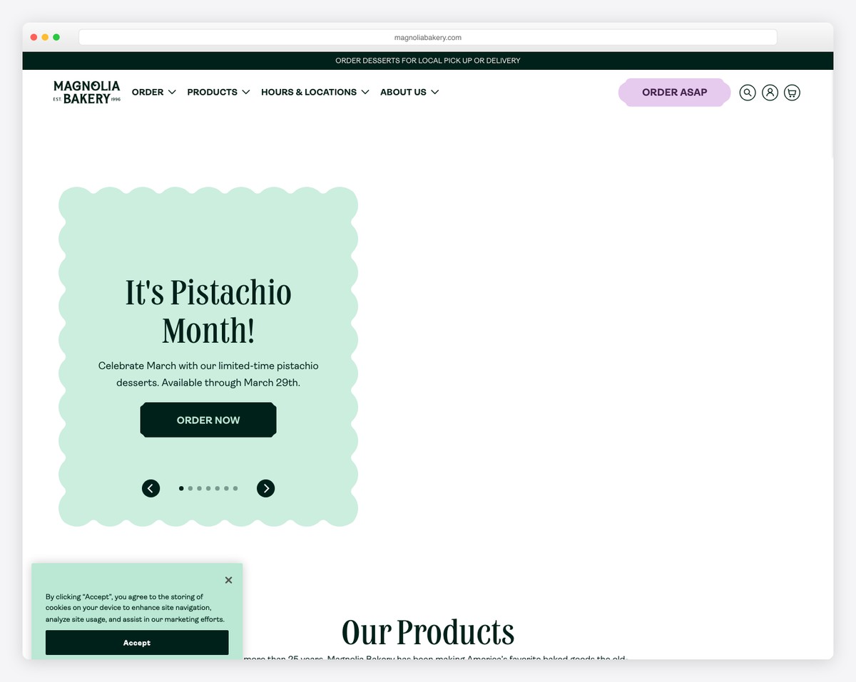magnolia bakery website example
