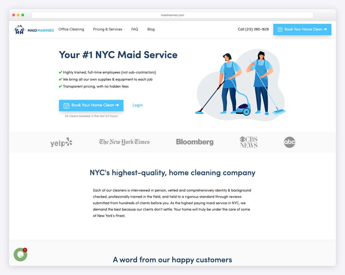 maid marines website example