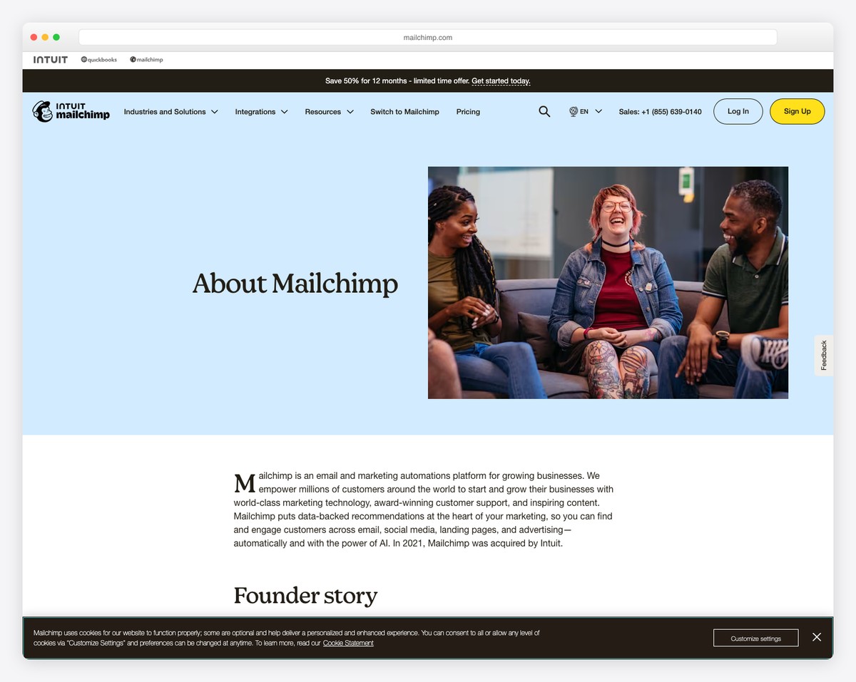 mailchimp about page example