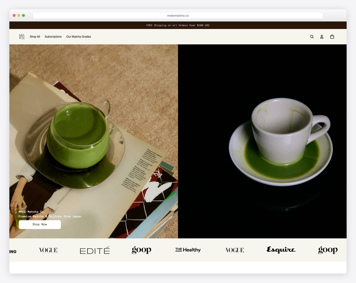 make matcha website example