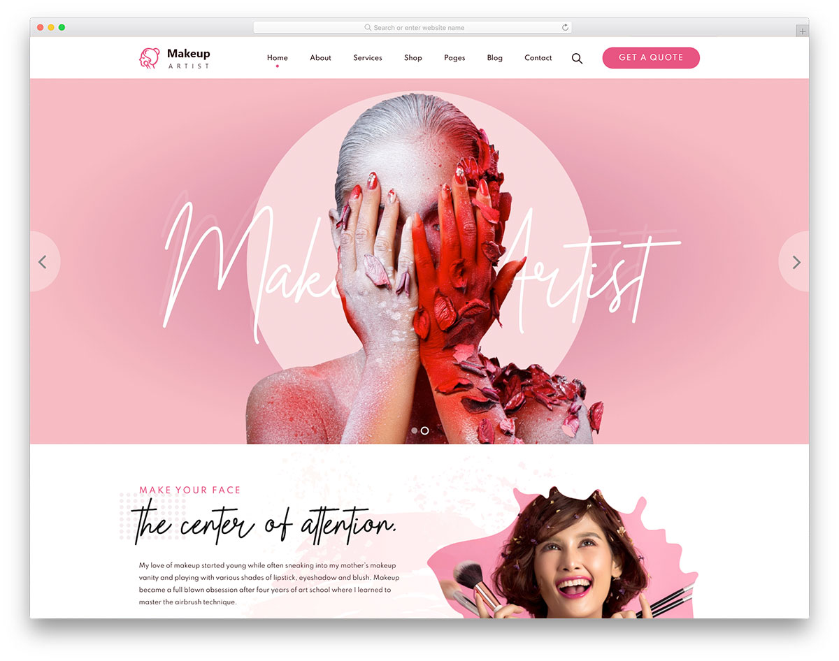 MakeupArtist Best Makeup Artist Website Template 2022 Colorlib