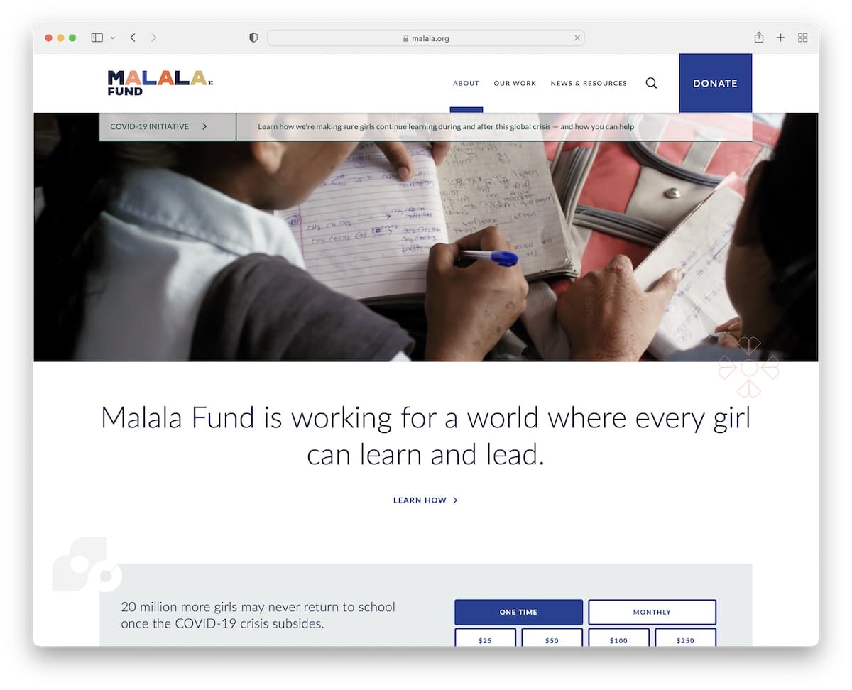 malala nonprofit website