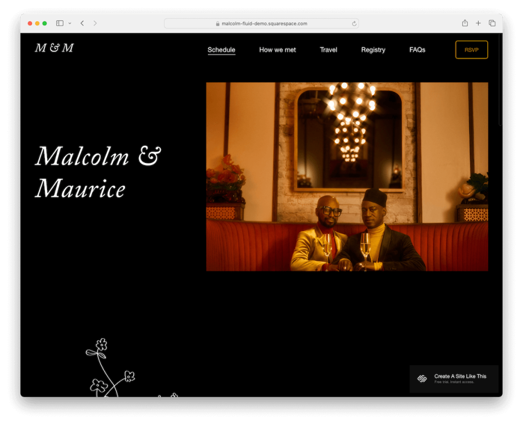 malcolm squarespace wedding template