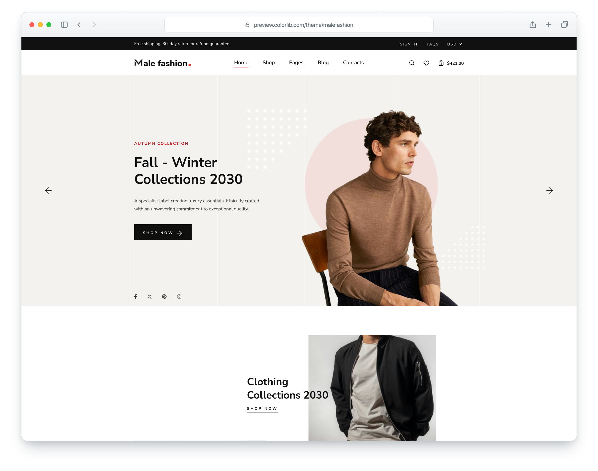 MaleFashion website template