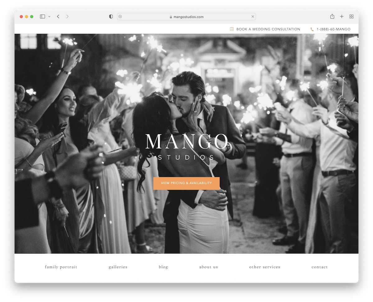 mango studios wedding website