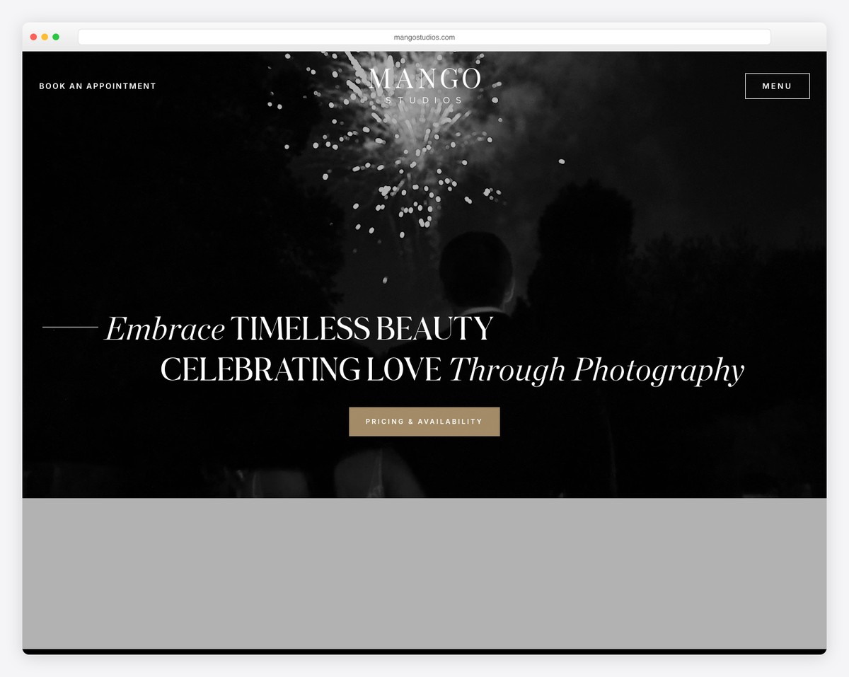 mango studios wedding website