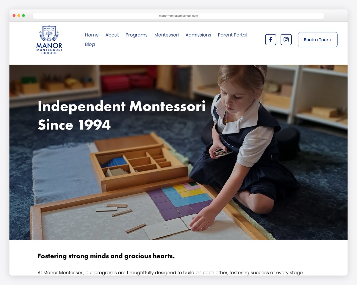 manor montessori school website example