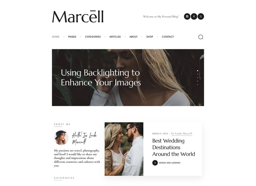 Marcell - Multi-Concept Personal Blog & Magazine WordPress Theme