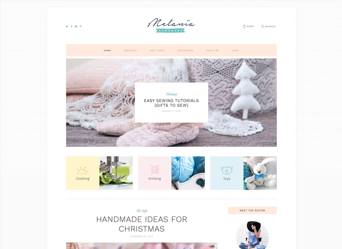 Melania | Handmade Blog & Shop WordPress Theme