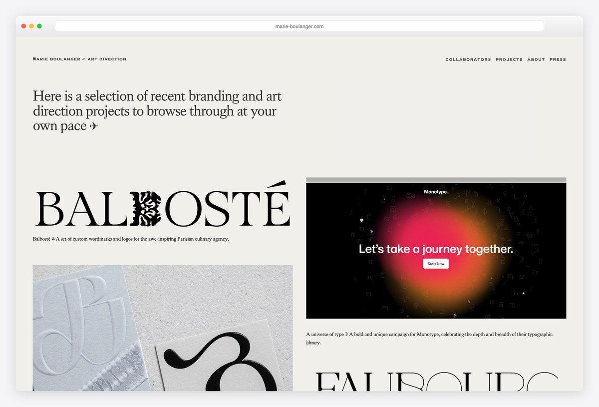 Marie Boulanger graphic design portfolio website
