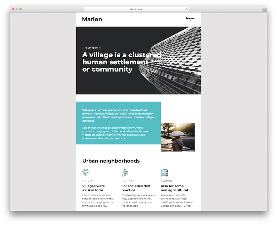 marion mailchimp email template
