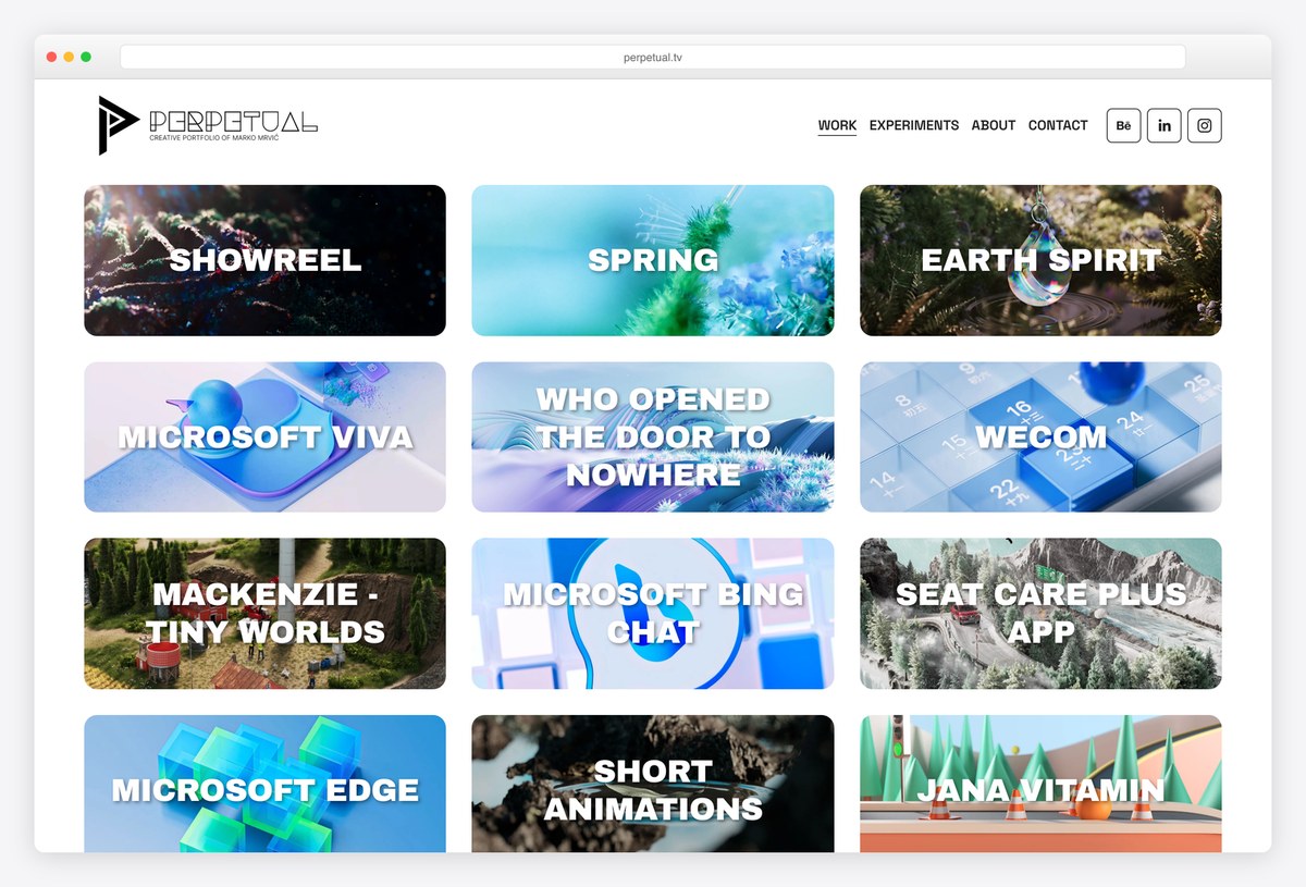 Marko Mrvić 3D motion designer portfolio website