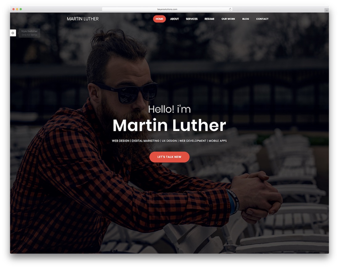 martin luther bootstrap personal website template