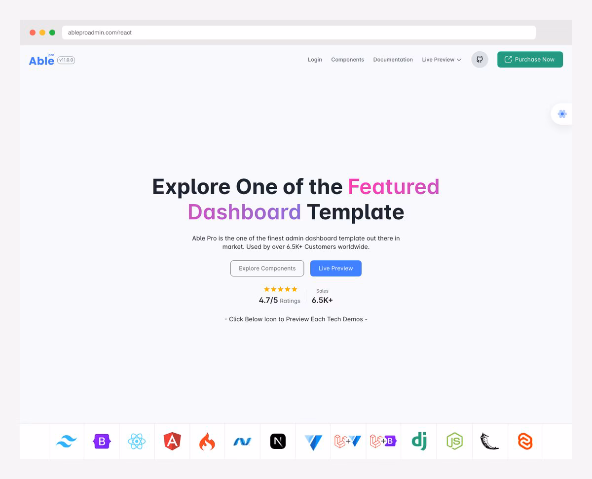 Able Pro React - Enterprise MUI Admin Dashboard with 400+ UI Elements