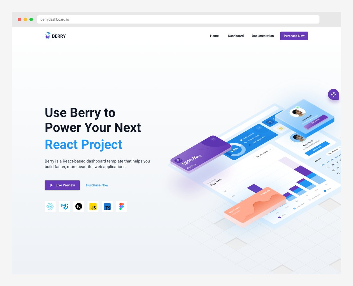 Berry Pro React admin dashboard by CodedThemes with Firebase Auth0 JWT and AWS authentication