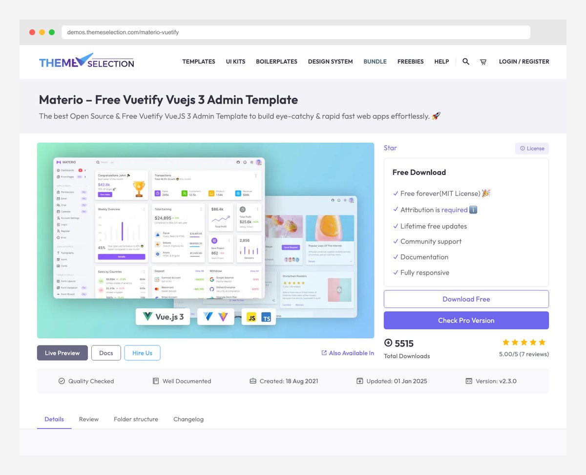 Materio Vuetify admin template by ThemeSelection