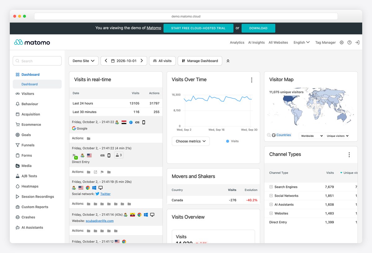 Matomo dashboard design