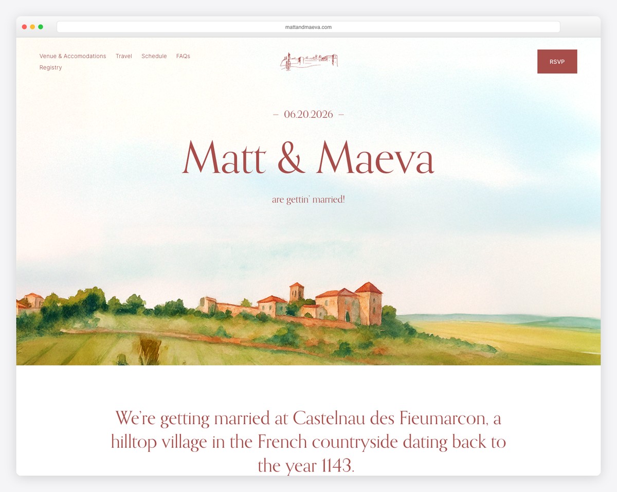 matt maeva wedding squarespace website example