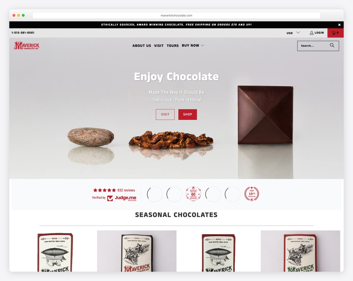 maverick chocolate website example