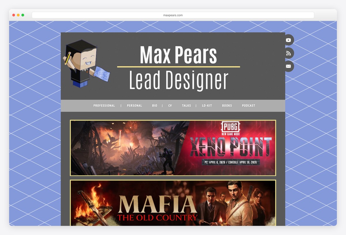 Max Pears level designer portfolio website