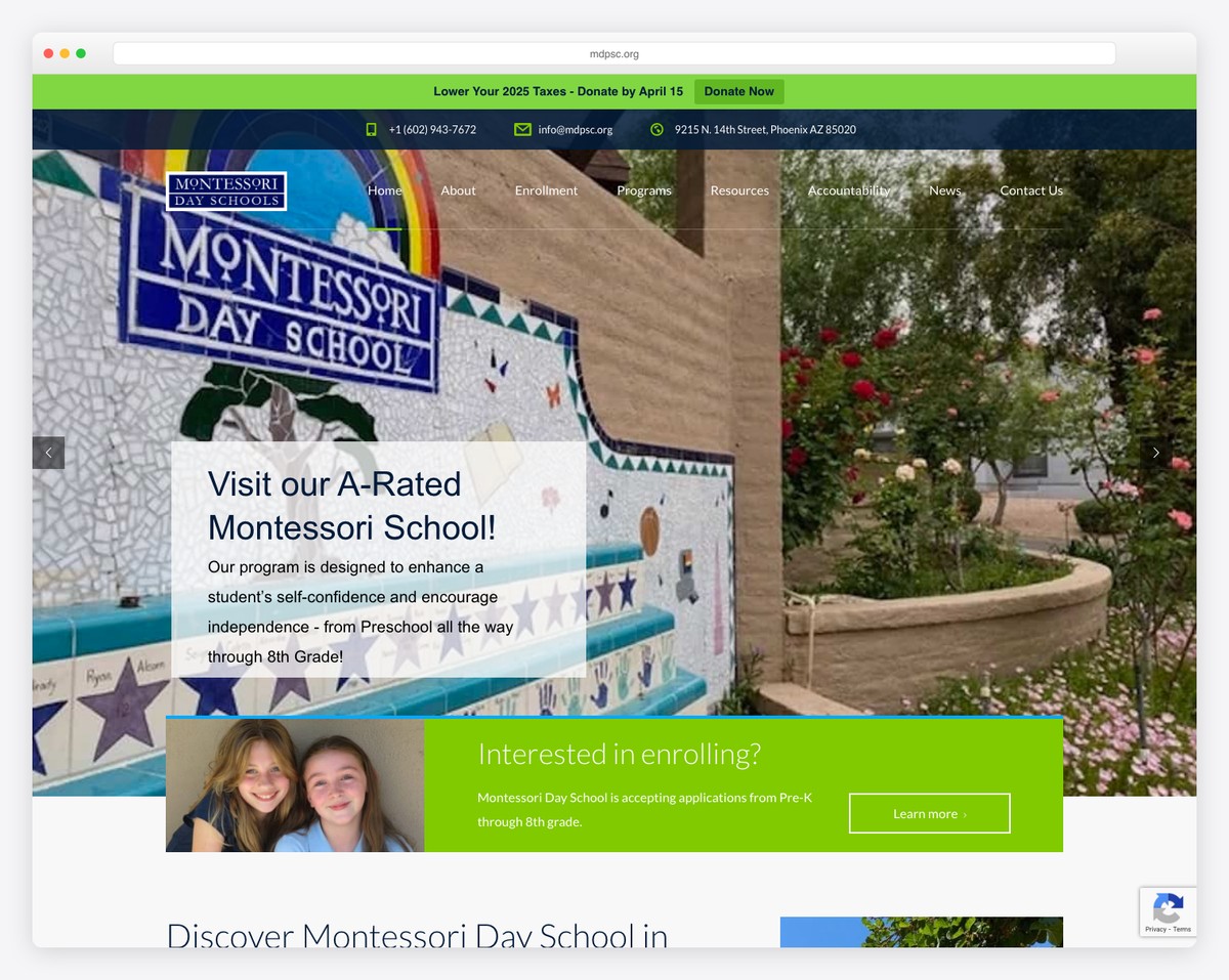 montessori day school (mds phoenix) website example