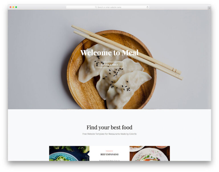 Meal website template screenshot