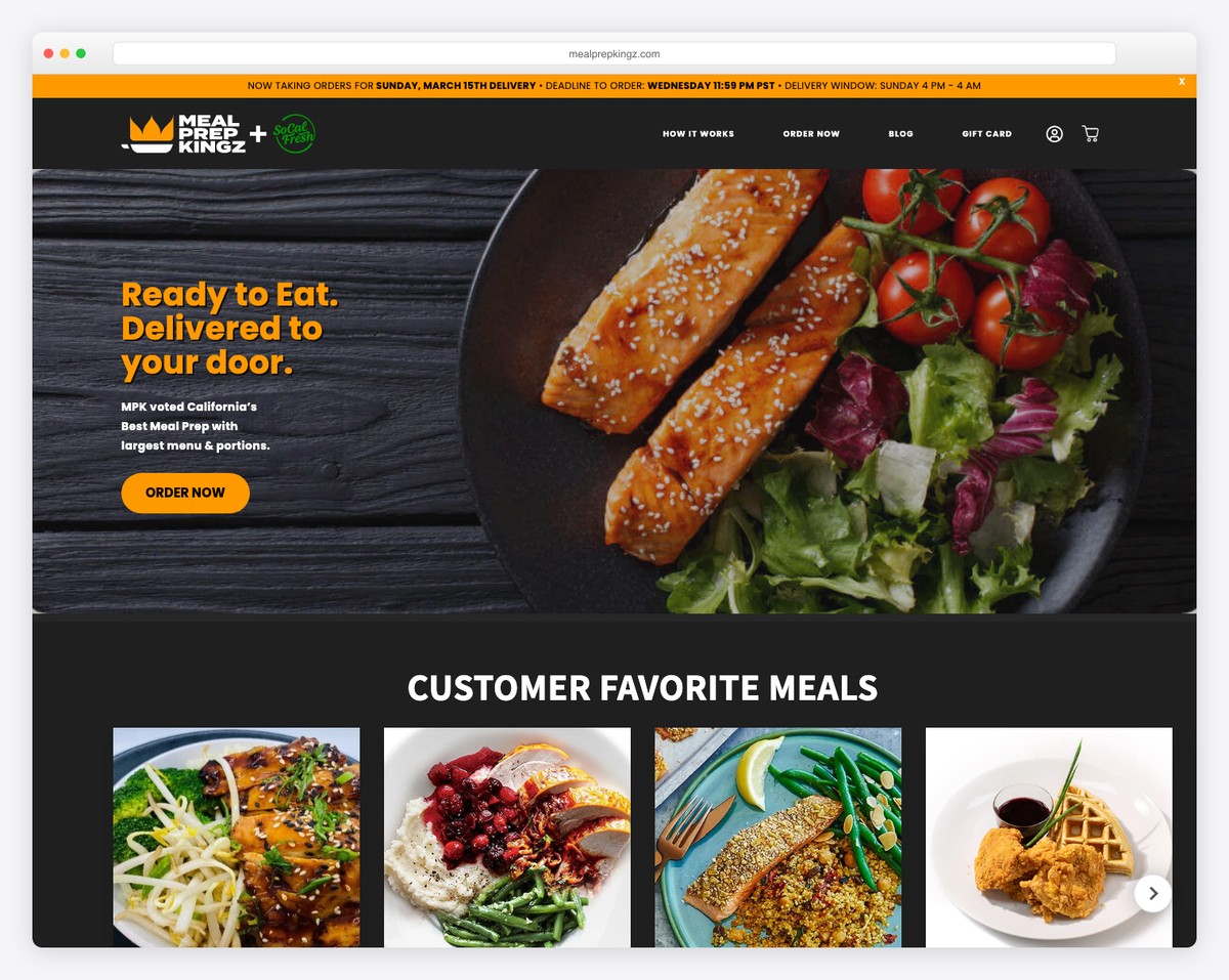 meal prep kingz website example