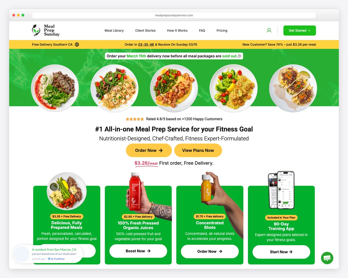 meal prep sunday website example