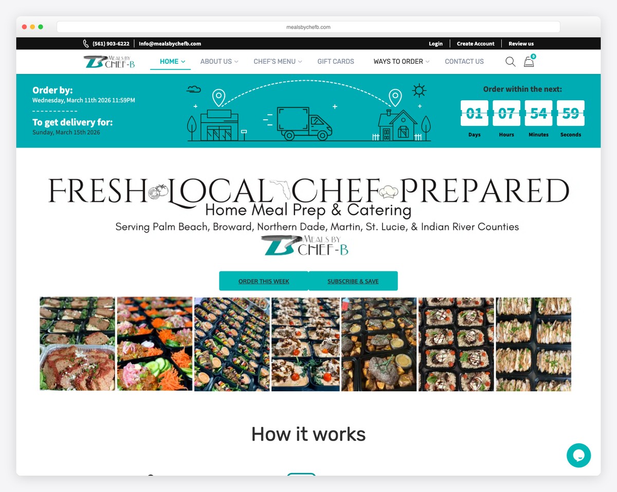 meals by chef b website example