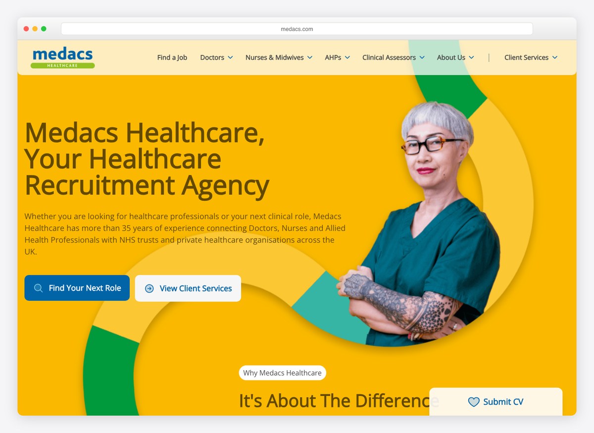 Medacs Healthcare recruitment website homepage