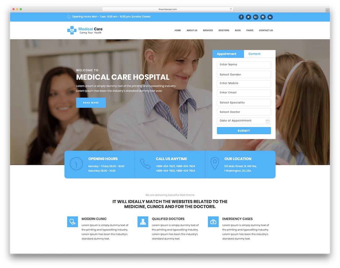 medical care doctor website template