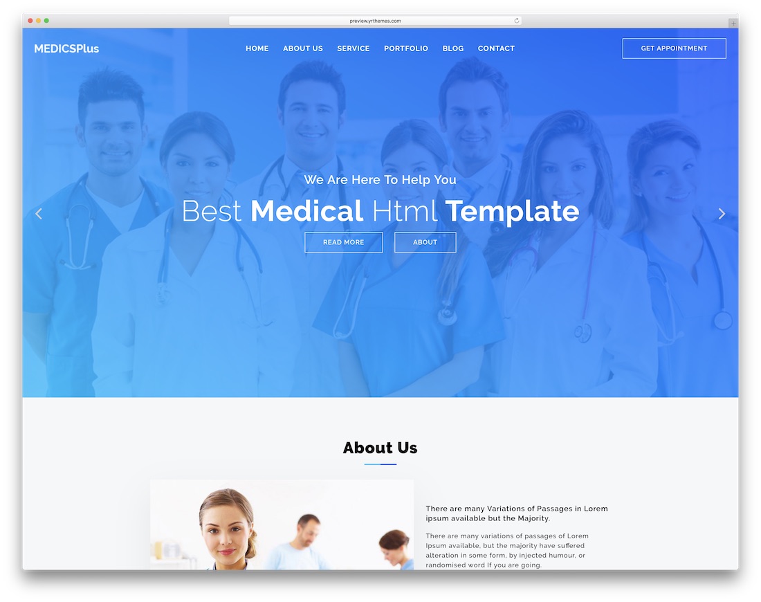 medicsplus doctor website template